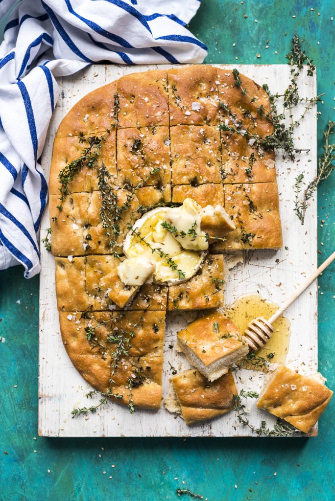 Baked Camembert Focaccia with Honey and Dukkah