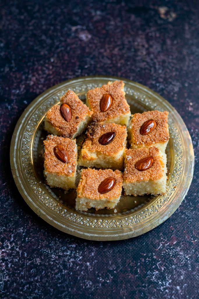 Basbousa with Spiced Citrus Syrup Namoura – Easy Lebanese Semolina Cake