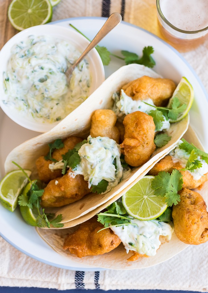 Curry and Beer Battered Fish Tacos