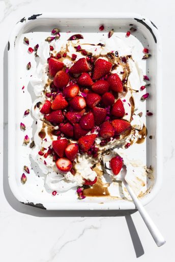 Pavlova with Brown Sugar Labneh and Strawberries