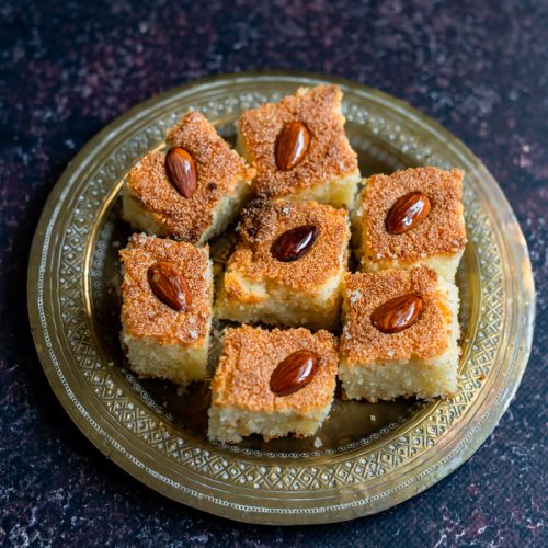 Basbousa with Spiced Citrus Syrup Namoura – Easy Lebanese Semolina Cake